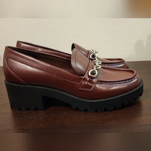 Calvin Klein Marshela Casual Lug Sole Chain Loafers, Dark Wine, Size 9 - Picture 2 of 9